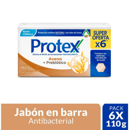 Jabón Antibacterial Avena Barra 110 g Pack 6 unid